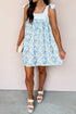 Striped Patchwork Bow Tie Strap Mini Floral Dress