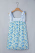 Striped Patchwork Bow Tie Strap Mini Floral Dress
