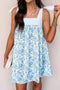 Striped Patchwork Bow Tie Strap Mini Floral Dress