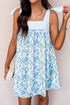 Striped Patchwork Bow Tie Strap Mini Floral Dress