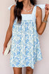 Striped Patchwork Bow Tie Strap Mini Floral Dress
