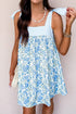 Striped Patchwork Bow Tie Strap Mini Floral Dress