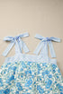 Striped Patchwork Bow Tie Strap Mini Floral Dress