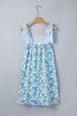 Striped Patchwork Bow Tie Strap Mini Floral Dress