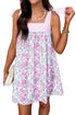 Striped Patchwork Bow Tie Strap Mini Floral Dress