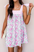 Striped Patchwork Bow Tie Strap Mini Floral Dress