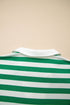 Striped Patchwork Collar V Neck Ruffled Short Sleeve Blouse