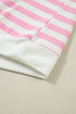 Striped Patchwork Collar V Neck Ruffled Short Sleeve Blouse