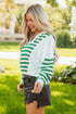 Striped Patchwork Collared V Neck Knit Pullover