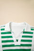 Striped Patchwork Collared V Neck Knit Pullover