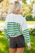Striped Patchwork Collared V Neck Knit Pullover