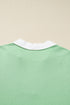 Striped Patchwork Collared V Neck Pullover Sweatshirt