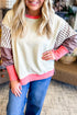 Striped Patchwork Color Block Dolman Slit Sweatshirt