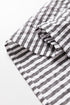 Striped Patchwork Detail Split Neck Long Sleeve Blouse
