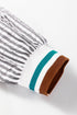 Striped Patchwork Detail Split Neck Long Sleeve Blouse