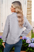 Striped Patchwork Detail Split Neck Long Sleeve Blouse