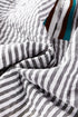 Striped Patchwork Detail Split Neck Long Sleeve Blouse