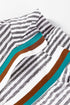 Striped Patchwork Detail Split Neck Long Sleeve Blouse