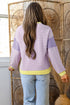 Striped Patchwork Detailed Trim Drop Shoulder Knit Long Sleeve Top