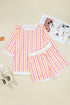 Striped Patchwork Drop Shoulder Half Sleeve Loose Short Sets