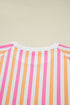 Striped Patchwork Drop Shoulder Half Sleeve Loose Short Sets