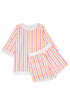 Striped Patchwork Drop Shoulder Half Sleeve Loose Short Sets