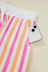 Striped Patchwork Drop Shoulder Half Sleeve Loose Short Sets