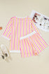 Striped Patchwork Drop Shoulder Half Sleeve Loose Short Sets
