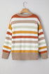Striped Patchwork Drop Shoulder Plus Size Sweater
