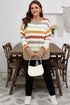 Striped Patchwork Drop Shoulder Plus Size Sweater