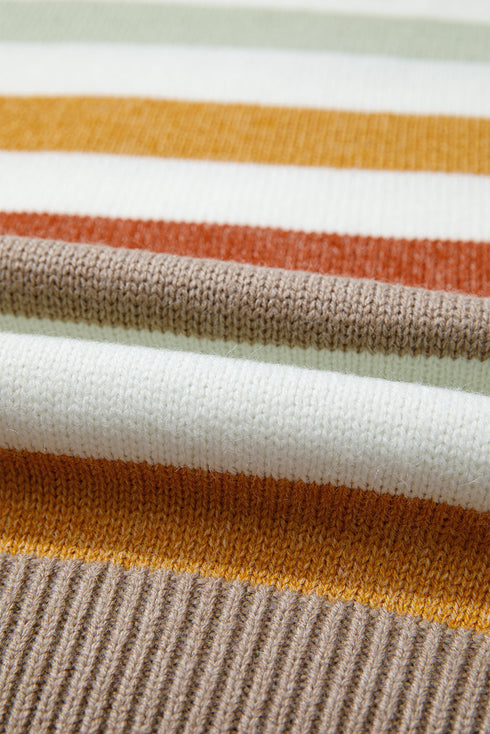 Striped Patchwork Drop Shoulder Plus Size Sweater