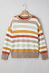 Striped Patchwork Drop Shoulder Plus Size Sweater