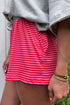 Striped Patchwork Elastic Waist Ribbed Casual Shorts