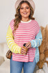 Striped Patchwork Exposed Seam Knit Sweater