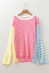 Striped Patchwork Exposed Seam Knit Sweater