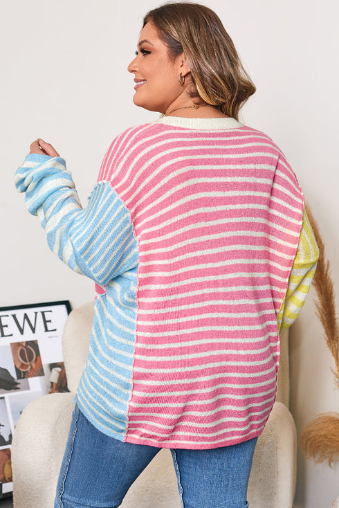 Striped Patchwork Exposed Seam Knit Sweater