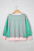 Striped Patchwork Exposed Seam Side Slit Pullover Sweatshirt