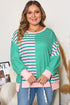 Striped Patchwork Exposed Seam Side Slit Pullover Sweatshirt