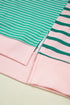 Striped Patchwork Exposed Seam Side Slit Pullover Sweatshirt