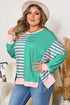 Striped Patchwork Exposed Seam Side Slit Pullover Sweatshirt