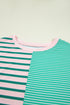 Striped Patchwork Exposed Seam Side Slit Pullover Sweatshirt