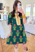 Striped Patchwork Floral Print Rick Rack Short Sleeve Dress