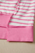 Striped Patchwork Half Placket High Low Short Sleeve Top