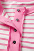 Striped Patchwork Half Placket High Low Short Sleeve Top