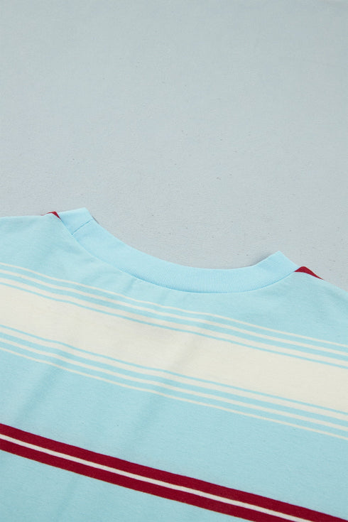Striped Patchwork Loose Long Sleeve Pullover Top