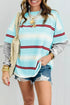 Striped Patchwork Loose Long Sleeve Pullover Top