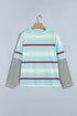 Striped Patchwork Loose Long Sleeve Pullover Top