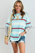 Striped Patchwork Loose Long Sleeve Pullover Top