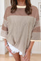 Striped Patchwork Mixed Print Bracelet Sleeve T Shirt