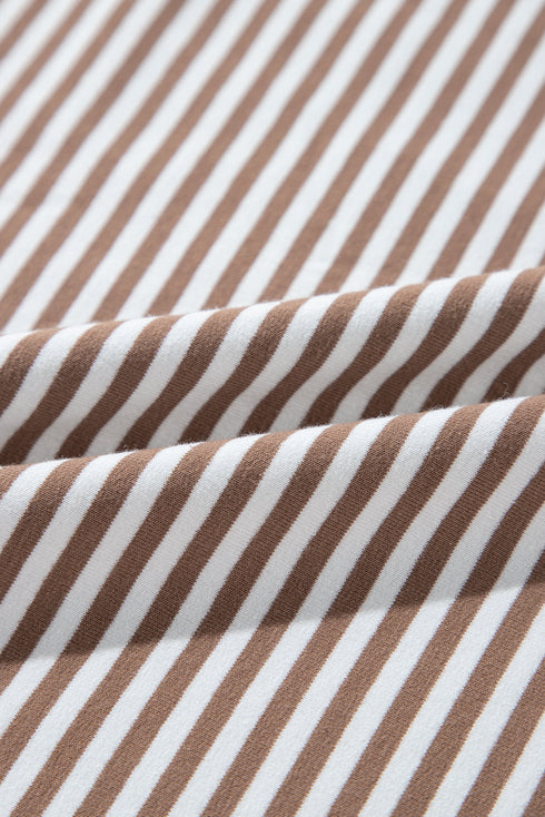 Striped Patchwork Mixed Print Bracelet Sleeve T Shirt